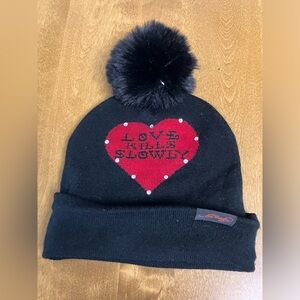 Ed Hardy Love Kills Slowly Pom Beanie Hat